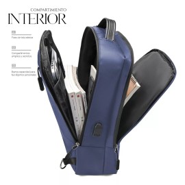 Shendy Vendy Mochila Backpack Impermeble De Gran Capacidad Con Puerto Usb Color Azul