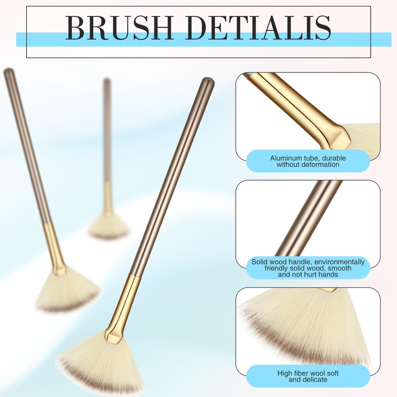 Ziliny 12 Pcs Soft Facial Fan Brush Blush Makeup Brush