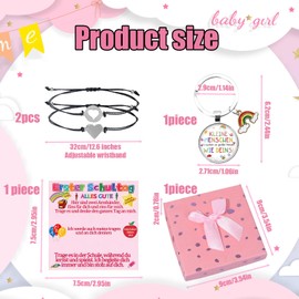 Snyvpra Mutter Tochter Armband Sprinlot 2 Endlich Schulkind Armband Schulanfang, Armbänder Einschulung Mädchen Geschenk Karte, Schulanfang Geschenke für Erster Schultag Mädchen, Schultüte Füllung