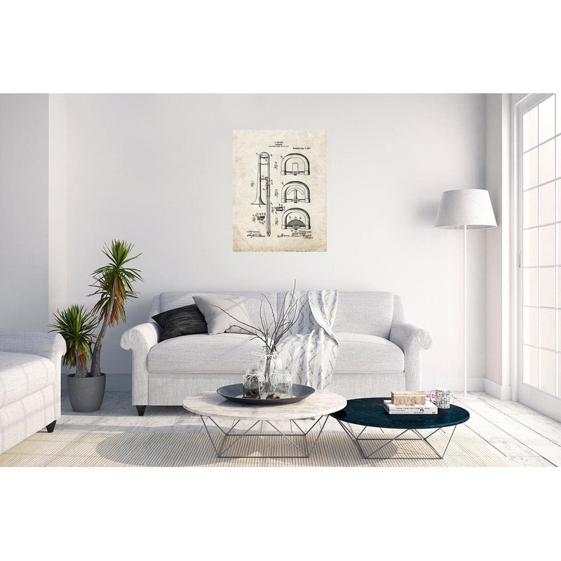 Frame a Patent Trombone M12487 Lacquer Print