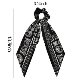Paisley Hair Scarf Scrunchies with Ribbon Tails for Women Girls Hair Bow Scrunchy Hair Scarves Ties for Teen Girls Knotted Bow Hair Elastics Chiffon Ponytail Holder for Women 3 PCS