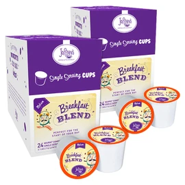 Joffrey's Coffee - Breakfast Blend, Rich Coffee Blend, Artisan Medium Roast, Arabica Coffee Beans, Smooth-Bodied Blend, Balanced Flavor & Aroma, Keurig 2.0 Compatible (Single Serve Cup, 48 Count)
