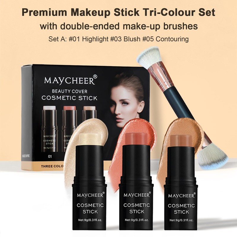 Face Makeup Stick, Makeup Highlighter & Blush Stick, Contour Pen,