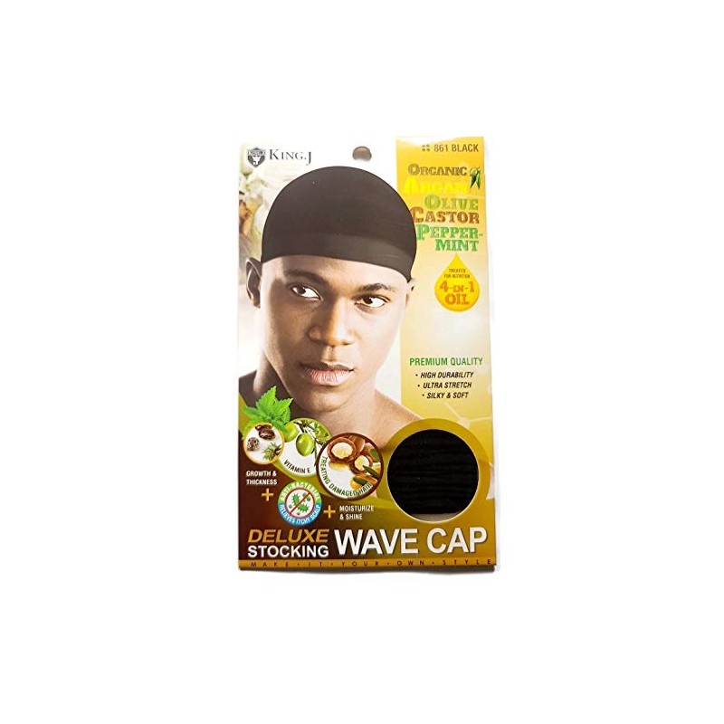 Healthy Treated Wave Deluxe Stocking Wave Cap Black (6 Packs)