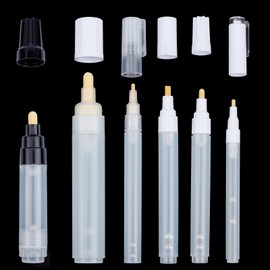 NICENEEDED 6 Pcs Empty Refill Paint Markers, Blank Refillable Paint Pens, Water Soluble Color Markers Drawing Pens White Acrylic Paint Pen Oil Water Ink Drawing Markers for Art Painting Crafts