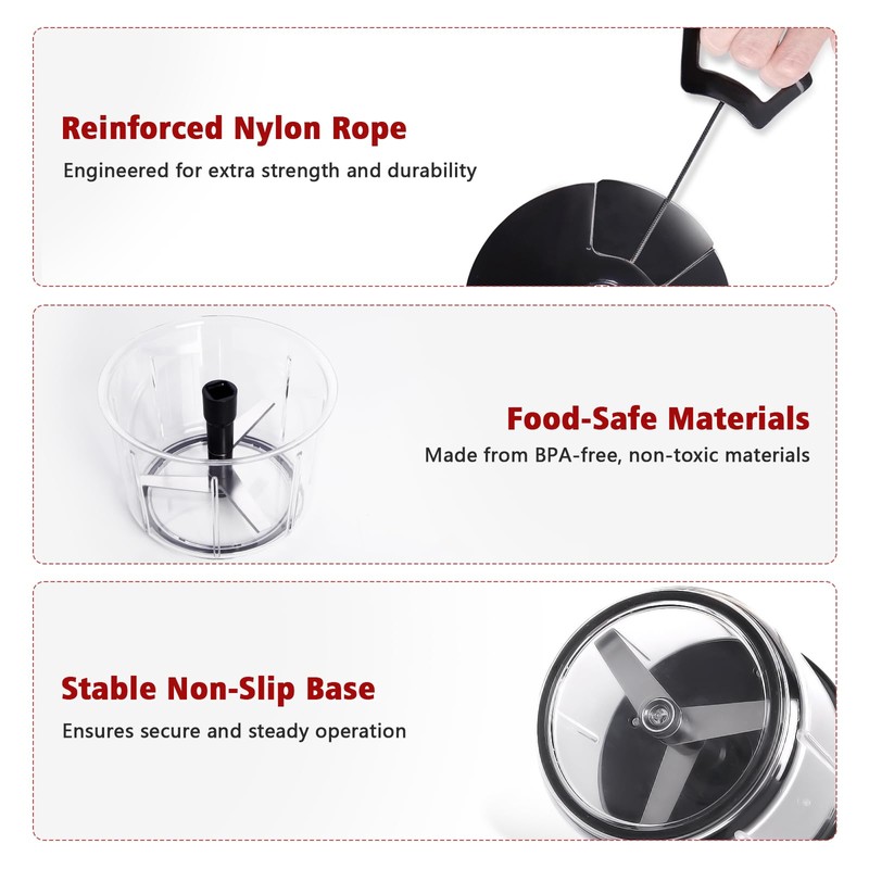 SUREWIN Manual Food Processor 1000ML Large Capacity Pull String Vegetable