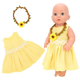 Miunana Baby Dolls Doll Clothes 35-43 cm Doll Clothes Yellow Dress Flower Crown Clothing Outfits for Baby Dolls Children Girls Boys
