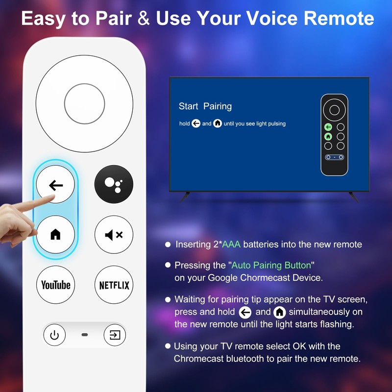 Voice Remote for Google Chromecast TV, G9N9N Replacement Remote Control