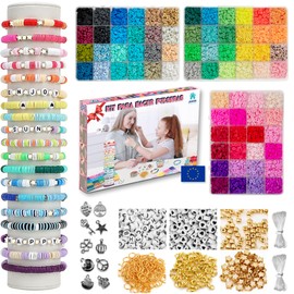 JUCES HOGAR® - 9,000 pieces - beads for bracelets - 72 colours - 6 mm - make your own bracelets - beads set - jewellery making set - make your own bracelet set