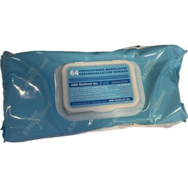 AMD Medicom 64 Premoistened Washcloths, 23cm x 33cm