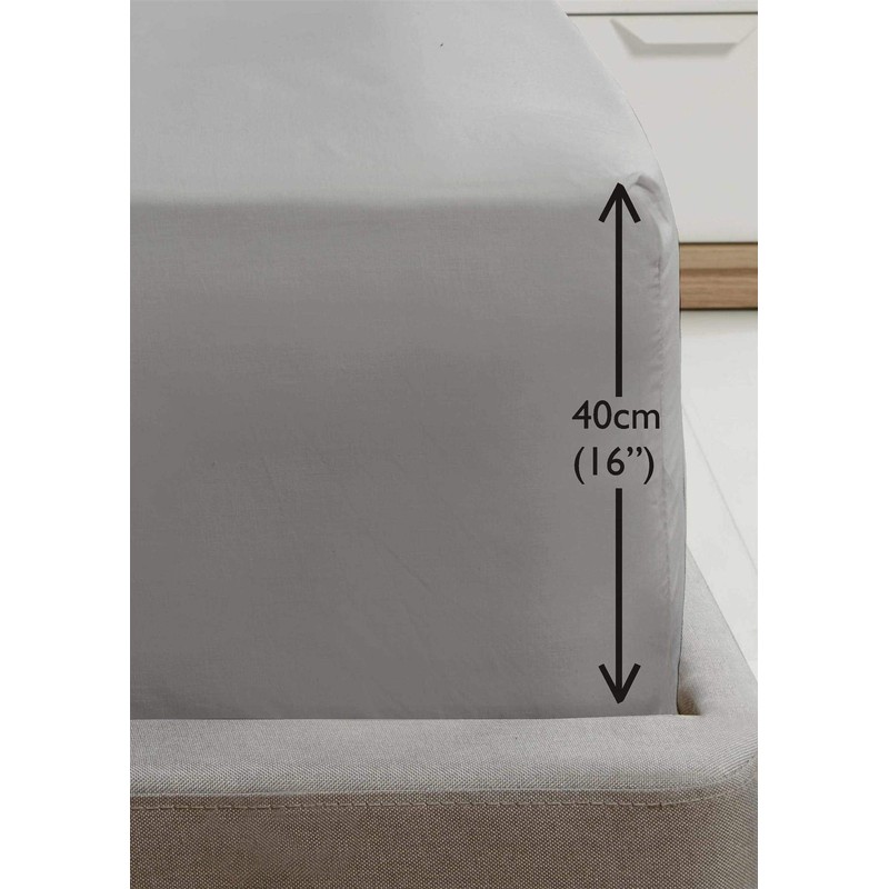 Rapport Luxury Super Soft Percale Plain 16" Deep Single Grey