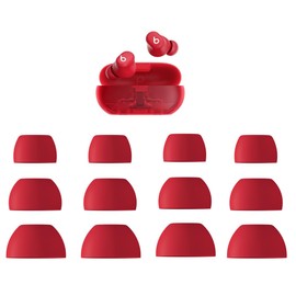 Zotech Replacement Earbud Tips for Beats Solo Buds, 6 Pairs, Transparent Red, Soft Silicone, S/M/L Sizes
