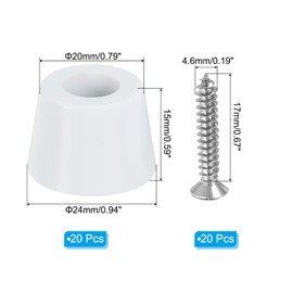 PATIKIL Cutting Board Feet,20 Pieces Non Slip Rubber Feet Bumpers with 304 Stainless Steel Screws for Cutting Board Furniture Chairs Desks 0.94"Wx0.59"H, White