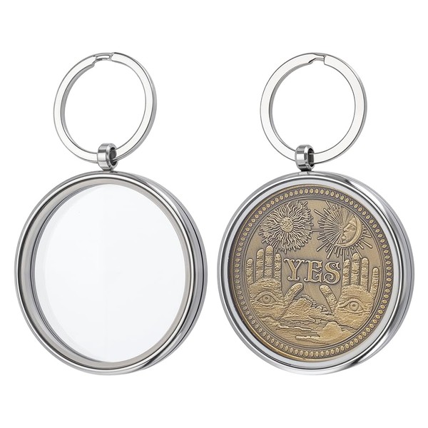 PLIGREAT 2 Pcs AA Coin Holder Keychain, Stainless Steel Coin