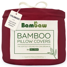 Burgundy Pillow Cases 2 Pack | Standard Pillow Cases 50x75 cm | Pillows 2 Pack Luxury | Pillow Case Burgundy | Hotel Bedding | Cooling Bedding | Anti Wrinkle Pillow Case | Bambaw
