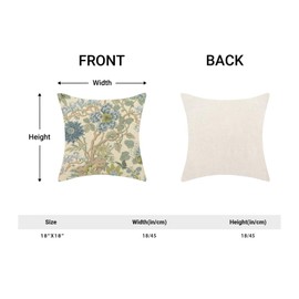 BETGINY Chinoiserie Pillow Covers 18 x 18 Inch Pack of 2, Sage Green Blue Floral Decorative Throw Pillow Cases Outdoor Linen Vintage Chinoiserie Flowers Cushion Cover for Couch Home Sofa Decor