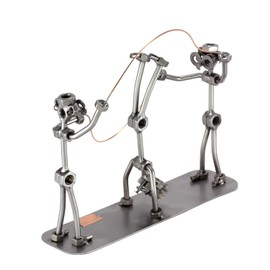 Steelman24 I Nuts and bolts sculpture Skipping Rope 3 People I Handmade ornaments I Made in Germany I I Metal figurine