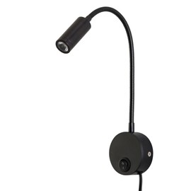Agese Wall Mounted Reading Light Sconces Lamp LED 3W Warm White 3000K Input 110-240V AC Plug Cord Bedside Headboard Black Finished 1 Piece