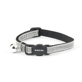 Ancol Gloss Reflective Cat Collar with safety buckle Silver