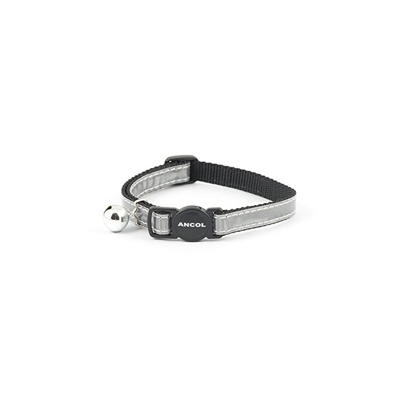 Ancol Gloss Reflective Cat Collar with safety buckle Silver