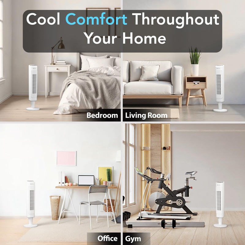 Comfort Zone 36-Inch Oscillating Tower Fan with Remote Control –