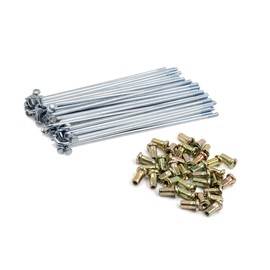 ACROPIX Motorcycle Scooter Wheel Plated Spokes Set 150mm Length with Nipple Silver Tone 36pcs