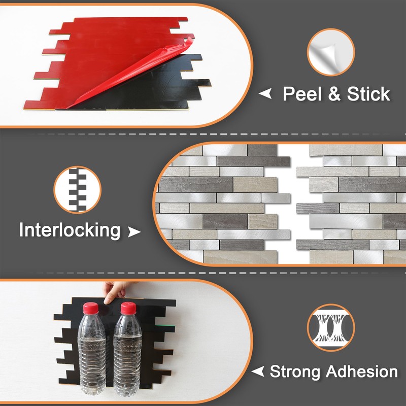 VAOVI Linear Mosaic Backsplash Peel and Stick Tile for Stove,Subway