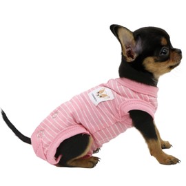 LOPHIPETS Girl Dog Shirts Pajamas for Small Teacup Dog Chihuahua Yorkie Puppy Cat Clothes-Pink Strips/XS