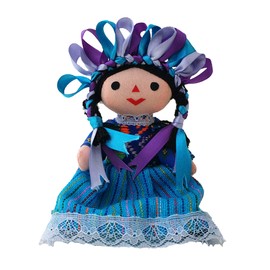 ALKIMIA INC Mexican Handmade Traditional Maria Lele Rag Doll - 7 inches - Blue