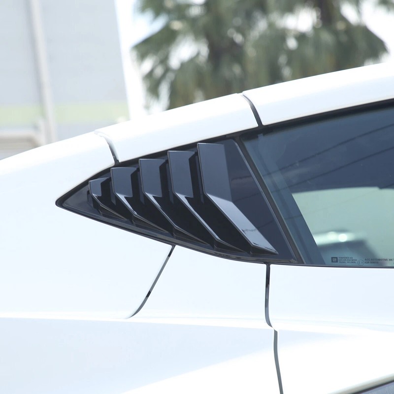 car-attention Gloss Black Side Window Louver Shutter Cover Trim 2pcs