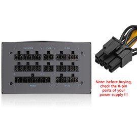 GINTOOYUN 2-Pack PCIE 6 Pin Male to 8 Pin (6+2) Male GPU Power Cable for CoolerMaster and Thermaltake Power Adapter Cable Supply with PCIe 6 Pin Port PCI Express Pin Adapter Power Cable, 20 inch