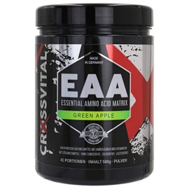 EAA Powder I CROSSVITAL I Green Apple I Vegan I 500 g I with Vitamin B6 I Mega Taste I 1A Soluble I Made in Germany