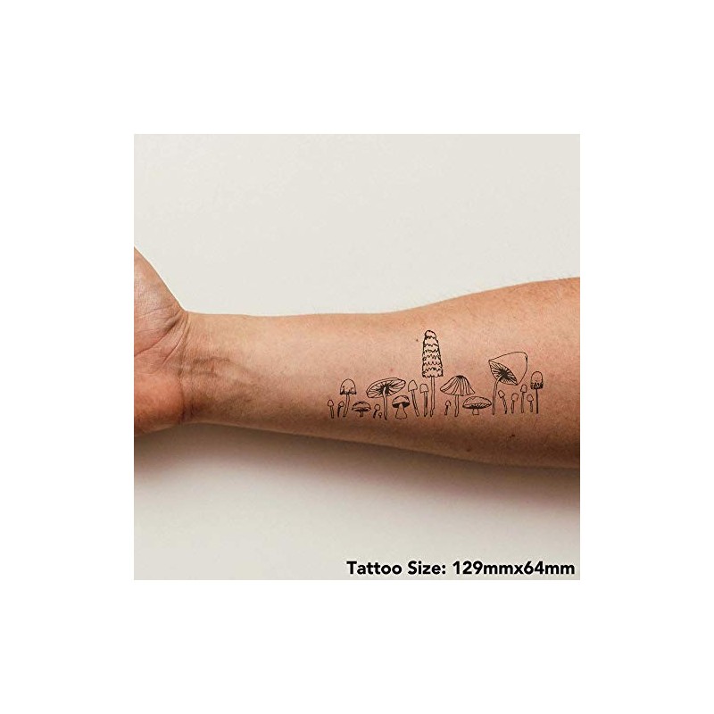 'Mushroom Medley' Temporary Tattoo - Water Resistant, Skin-Safe, Non-Toxic Transfer