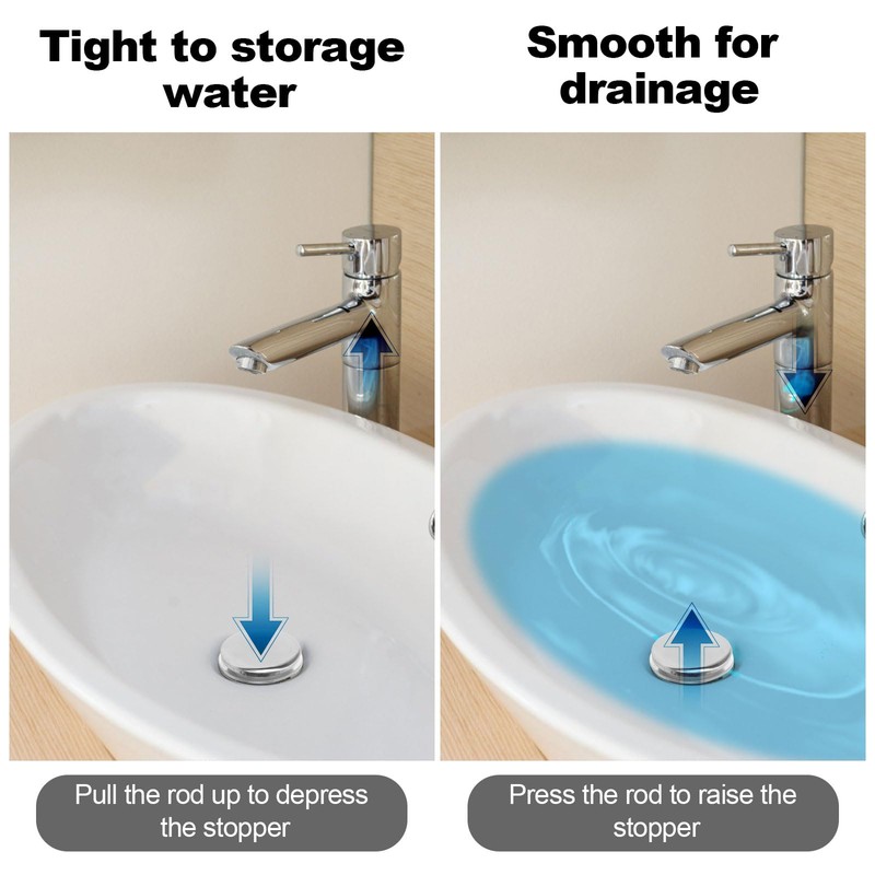 2pcs Bathroom Sink Pop Up Stoppers, Chrome Plug Bathroom Sink