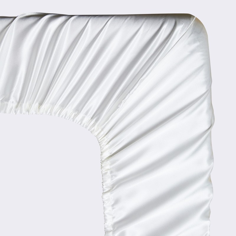 YASMENG Fitted Sheet 200 x 200 cm Satin White Plain