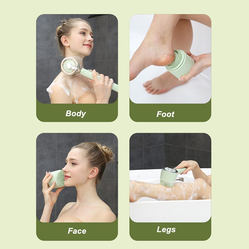 Electric Body Scrubber Brush with 5 Brush Heads Waterproof Deep