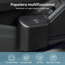 2 Piezas Cubo de Basura Para Coche con Tapa,Mini Bote de Basura Portátil para Auto,Basura Impermeable para Coche, Oficina, hogar,Bote de Basura Pequeño con 4 Rollos de Bolsas de Basura
