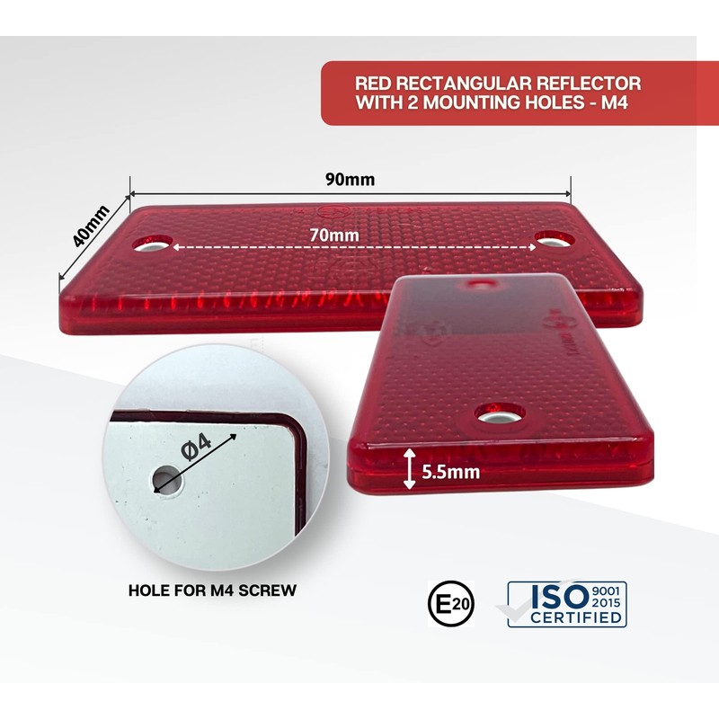 DOJA Barcelona Trailer Reflector Rectangular Rear Reflector Universal Pack of