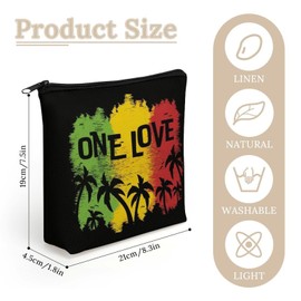 GlamLuxe 1 Love Music Reggae Rasta Cosmetic Bag Makeup Bag Gifts for Women Girls Daughter Sister Bestie Graduation Birthday Christmas Nurse Mothers Day Travel Zipper Pouch