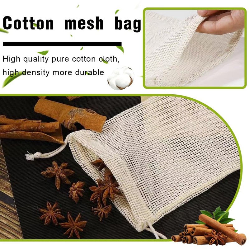 VJUYSW Cotton Muslin Bags 4 Pack Drawstring 100% Cotton Reusable