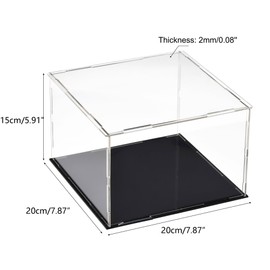 Recogwood Clear Acrylic Display Case, 20 x 20 x 15 cm Assembleable Cube Organizer Stand Dustproof Protection Display Case with Black Base for Action Figures Toys Collectibles
