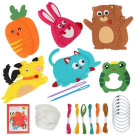 Kids Sewing Kit, First Sewing Kit for Girls Ages 6-10,Childrens Sewing Kits for Beginners, Animal Patterns Felt Kids Play and Learn Sewing Kit