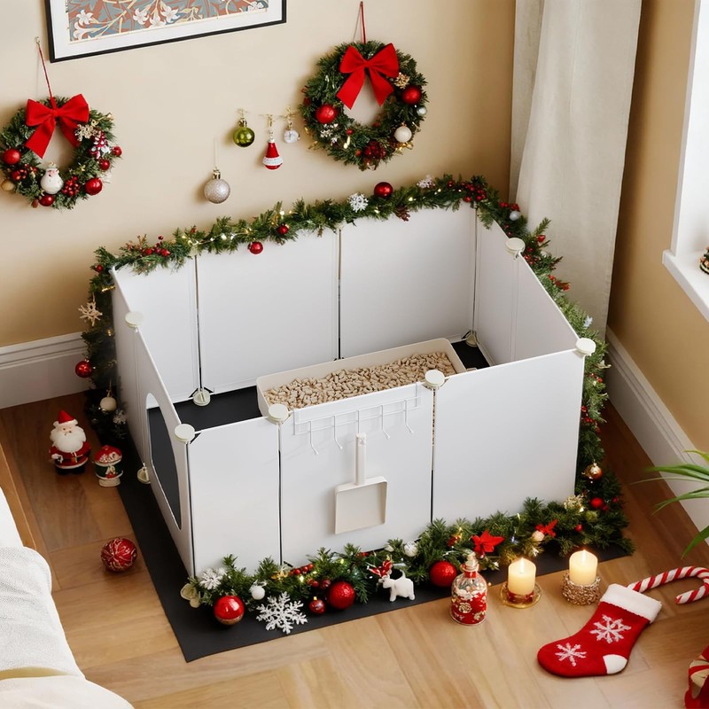 HOOBRO Cat Litter Box Enclosure with Large Oxford Mat, Extra