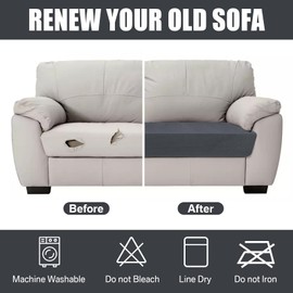 Teynewer Sofa Seat Cushion Cover, Sofa Cushion Slipcovers Stretch Velvet, Universal Non-Slip Couch Cushion Covers Replacement for Individual Cushion with Elastic Bottom (3 Seater, Dark Grey)