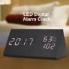 Wooden Alarm Clock LED Digital Time/Temperature/Humidity Display Voice Control