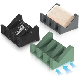 EGWON Silicone Soap Dish,3PCS Extended Self Draining Soap Dish for Shower Soap Holder Soap Dishes for Bar Soap,Bathroom Soap Holder Bathtub Soap Dish with Drainage Keep Soap Bar Dry Clean