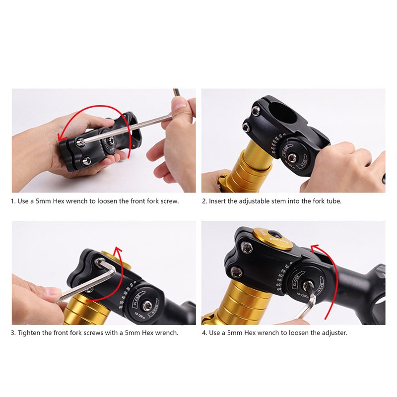 LeBycle Bike Stem 31.8x110mm 60 Degree Adjustable Mountain Bike Handlebar