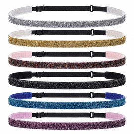 6Pcs Glitter Headbands Non Slip Running Headbands