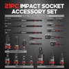 EZARC 21PCS Impact Socket Adapter Set, Includes CR-MO Universal Swivel