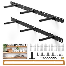 2pcs Floating Shelf Hardware Heavy Duty Hidden Shelf Brackets Support,Wall Mounting Invisible Floating Shelves Bracket (34" x 6"-with Installation Tools)